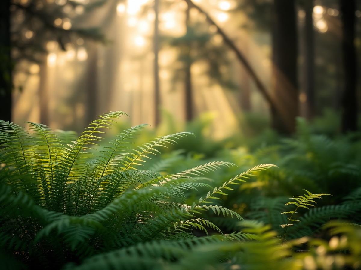 Rustgevend bos met zacht ochtendlicht